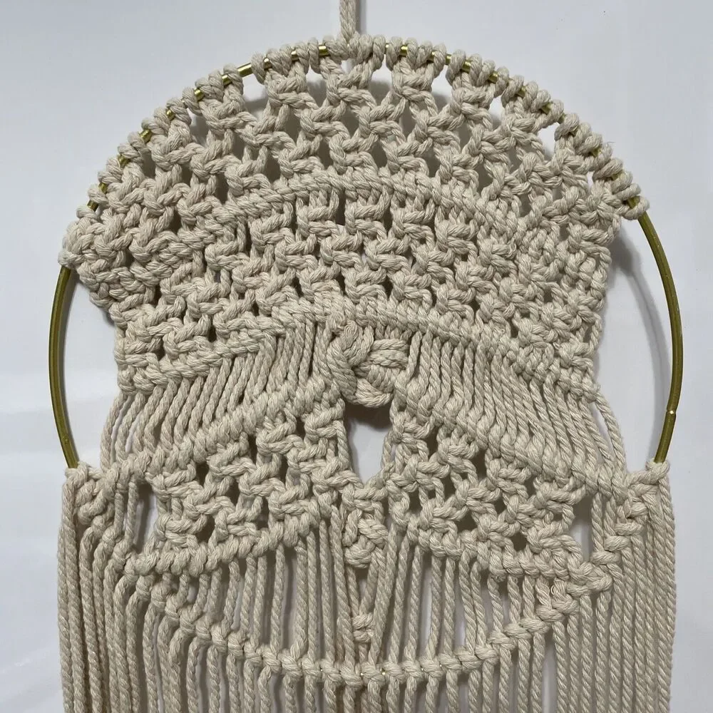 Macrame Woven Circle Cotton Tassel Round Wall Hanging Dorm Decor Bohemian New!